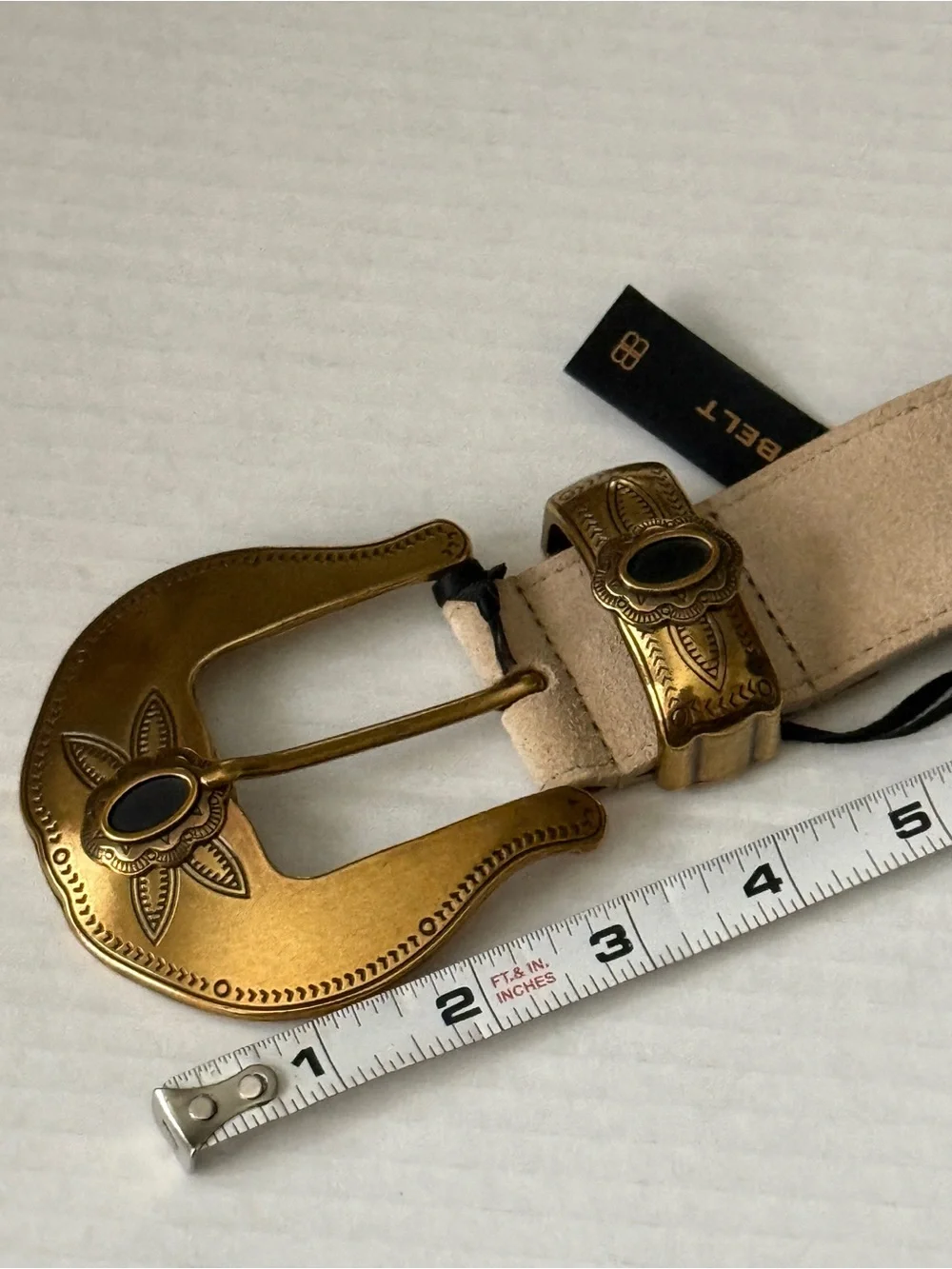 B-Low The Belt Tori Suede Western Style Cream Color Leather Belt Women's Size M